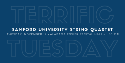 Terrific Tuesday Concert Series Returns With Samford University String Quartet