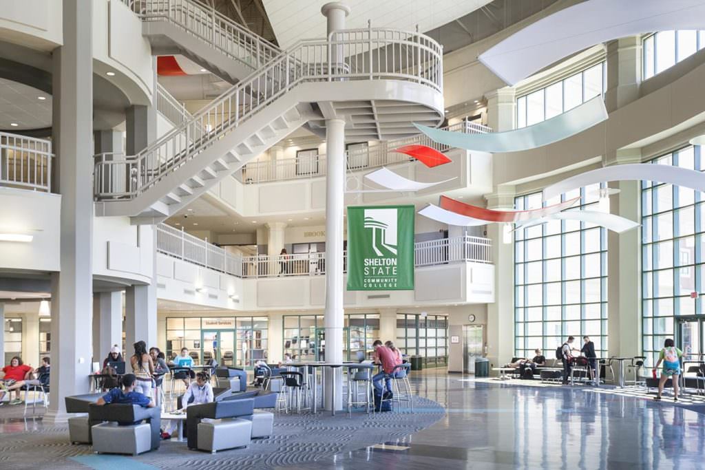 Shelton State Atrium with students