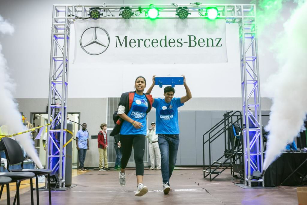 High School Students with robot