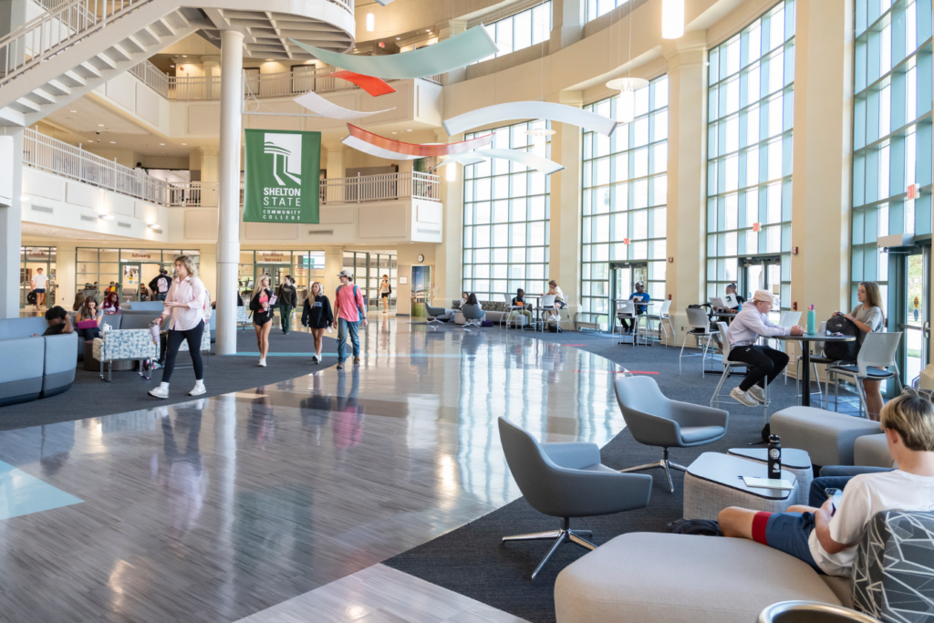 Students in Martin Campus Atrium
